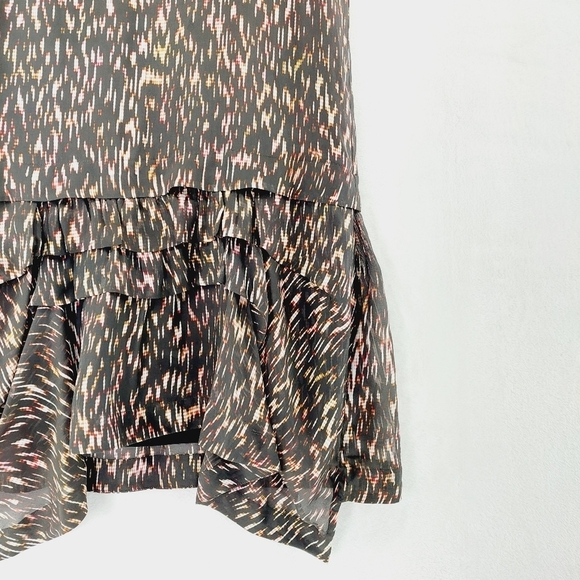 Theory Rikina Flame Silk Chiffon High Low Sleeveless Ruffle Flowy Mini Dress P48 - Picture 4 of 9